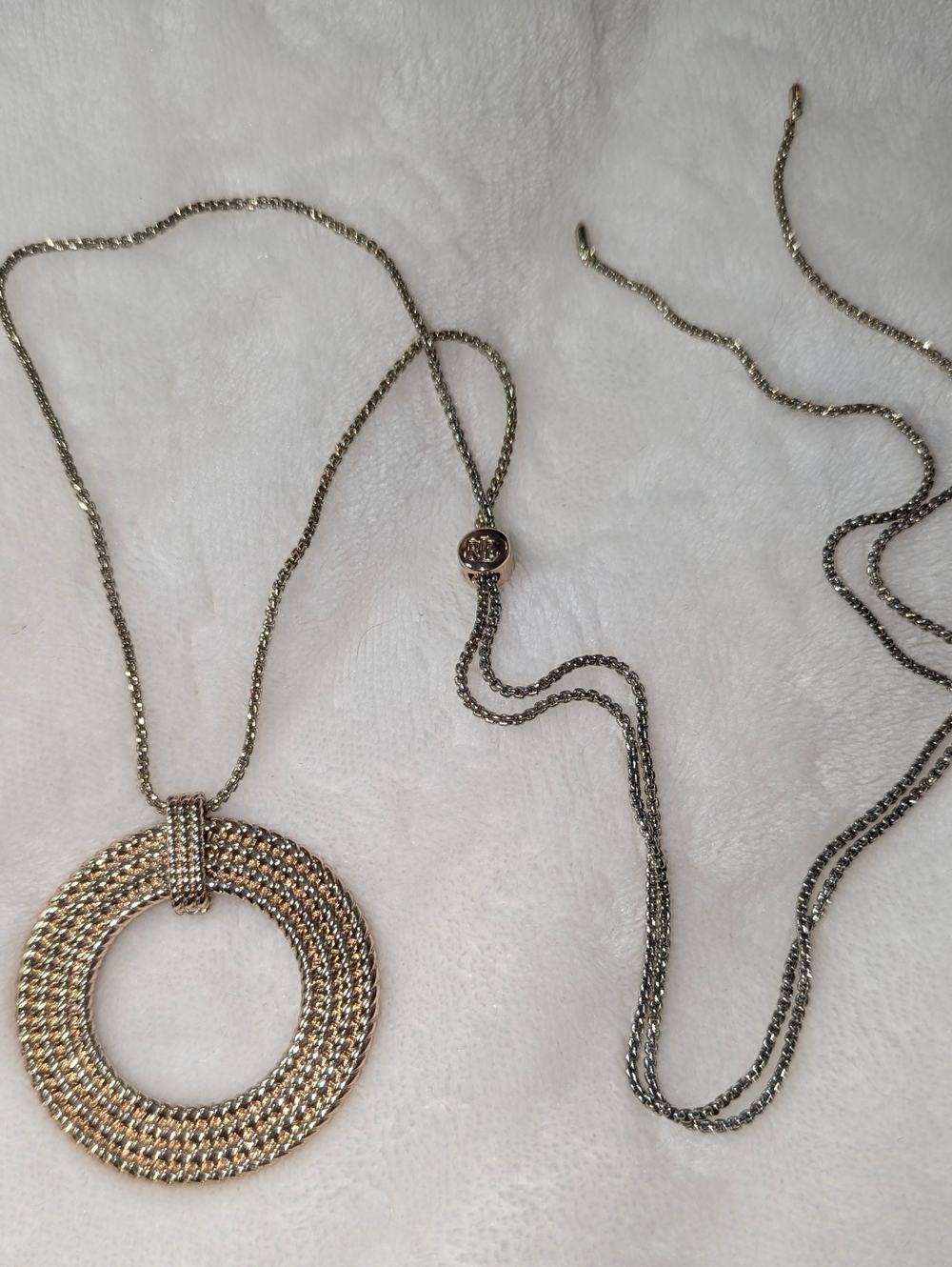 Lauren Ralph Lauren LRL Champagne Gold Tone Adjustable Bolo Slider Necklace